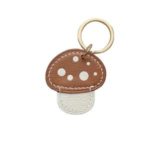 Schöner Pilz Leder Schlüsselanhänger, stilvoller zweifarbiger Ring für Autoschlüssel und Taschen.
