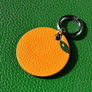 Orange leather pet tag cute fruit dog collar charm metal clasp ID pendant for puppy accessories
