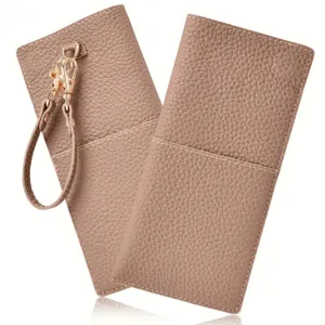 Portable leather glasses storage bag travel sunglasses case protective sleeve with wrist strap