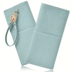 Portable PU leather glasses pouch with wrist strap, stylish travel sunglasses storage bag for daily use