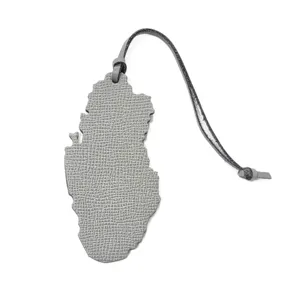 Grey leather Qatar map bag charm stylish country souvenir keychain elegant accessory handbag decor