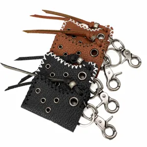 Étui briquet en cuir vintage porte-clés artisanal rétro housse de protection camping