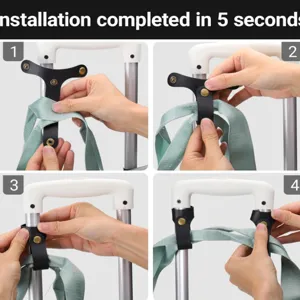 Luggage handle strap detail installation guide, thickened leather travel bag fastener for easy carrying.