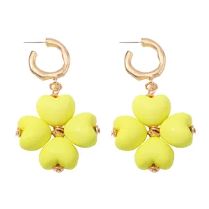 Pendientes de trébol de corazón estilo vintage francés, joyería elegante de mujer.