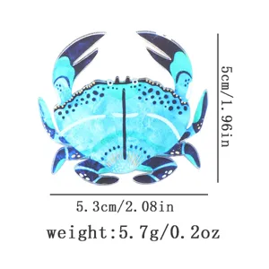 Fashion cute blue acrylic crab brooch pin, unique sweet personality jewelry accessory for women