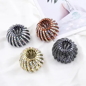 Sparkling rhinestone bird's nest hair clip expandable ponytail holder bun maker hair accessory