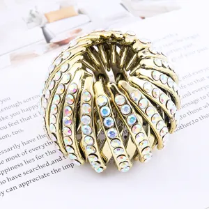 Gold rhinestone bird's nest hair clip lazy ponytail bun maker fashion hair accessory