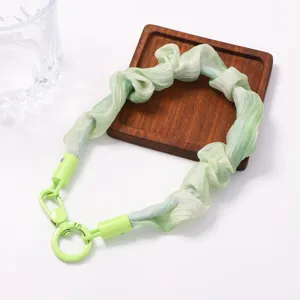 Sangle en gaze froncée vert clair porte-clés sac breloque accessoire d'été tendance
