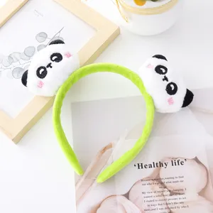 Leuke pluche panda haarband voor vrouwen, groene haarhoop schattige dierlijke haaraccessoires.