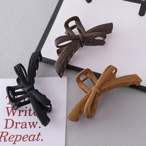 Matte acrylic bow hair claw clips, large size elegant hair accessories for daily use.