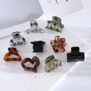 Small hair claw clips set matte and leopard print mini hair catchers for women daily styling hair