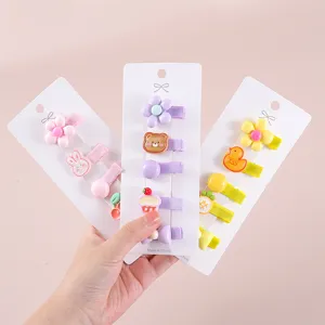 Cute cartoon hair clips set for baby girls, sweet bear and flower hairpins, sweet hair accessories.