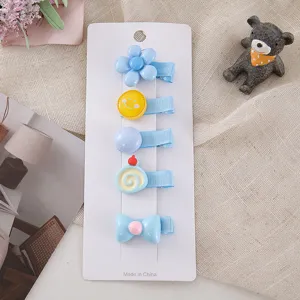 Cute baby hair clips set with sweet cartoon designs for toddler daily wear and styling.