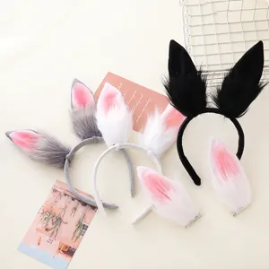 Carino Orecchie di Coniglio Peluche Cerchietto Simulazione Orecchio Lungo Coniglio Fascia Stereo Halloween Natale Cosplay Accessori per Capelli