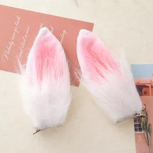 Mollette per capelli morbide orecchie di coniglio rosa bianco peluche accessori per capelli donna