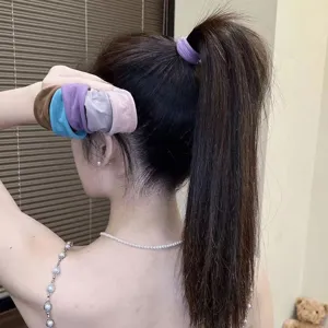Chouchou de cheveux large sans couture ultra-doux, élastique minimaliste multicolore.