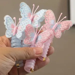 Bambini Carino Farfalla Elastico per Capelli Plastica Spirale Filo Telefono Supporto Coda di Cavallo Accessori Capelli