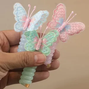 Simpatici elastici per capelli farfalla filo telefono per bambini coda di cavallo