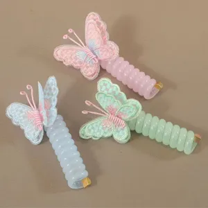 Lungo elastico per capelli farfalla filo telefono bambini carino corda a spirale accessorio coda