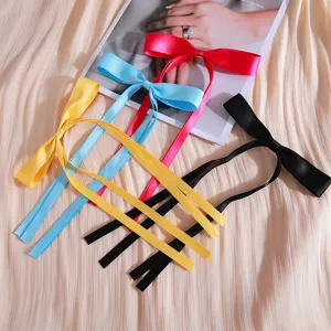 Colorful ribbon bow hair clip with long streamers sweet ballet style hair accessories for women