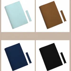 PU leather book cover notebook protector planner sleeve with bookmark ribbon 4 colors