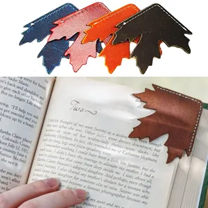 Leather maple leaf corner bookmark, vintage handmade page marker for reading books, creative.