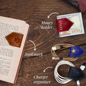 Versatile leather magnetic bookmark and cable organizer diamond shape cute page clip for books
