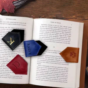 Leather magnetic bookmarks set, personalized diamond page markers for book reading and office.