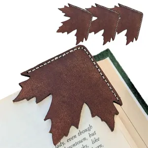 Vintage leather maple leaf bookmark, creative page marker for reading books and journals.