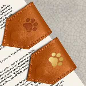 Leather magnetic bookmark cute paw print page marker bookmark for reading lovers and bookworms