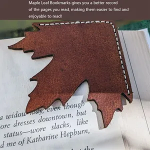Leather Maple Leaf Corner Bookmark Vintage Crazy Horse Cowhide Page Marker for Books Reading