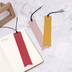 PU leather bookmarks set with metal eyelets and black tassel detail for reading books.