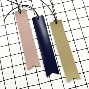 PU leather bookmarks set with hanging cord, minimalist long tail design for reading lovers books.