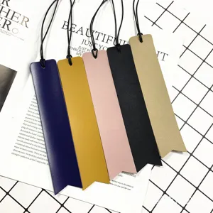 PU leather bookmarks with hanging strings, premium texture for reading and page marking.