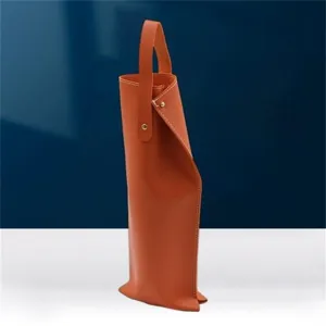 Borsa in pelle arancione per bottiglia di vino singola custodia regalo con manico dettaglio 750ml