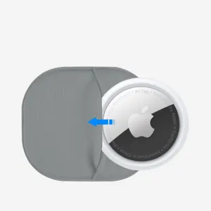 Grey elastic lycra protective sleeve compatible with AirTag tracker, durable holder