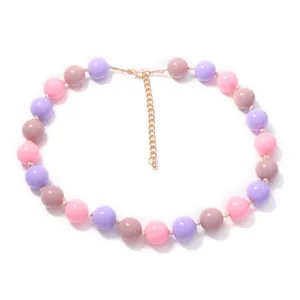 Colorful macaron round bead beaded necklace fashion stackable women jewelry daily wear accessory