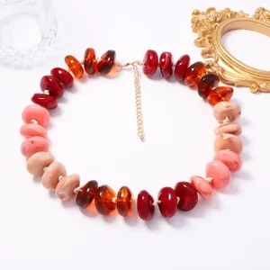 Κολιέ με πολύχρωμες χάντρες statement, chunky choker κοσμήματα ντοπαμίνης για γυναίκες μόδας