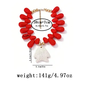 Bohemian red beaded necklace with volcanic stone fish pendant, stylish beach jewelry for women.