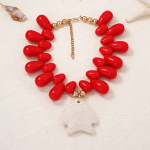 European and American exaggerated natural beach volcanic stone fish pendant necklace.