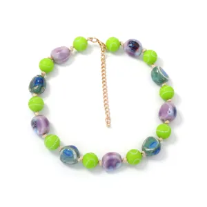 Collana di perle in ceramica irregolare in stile europeo e americano da donna gioielli alla moda