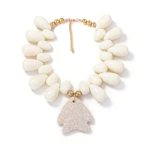 Bohemian starfish volcanic stone beaded statement necklace for beach holiday women fashion