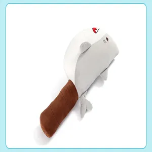 Funny shark knife plush toy pillow, soft creative stuffed animal doll gift for boys friends.