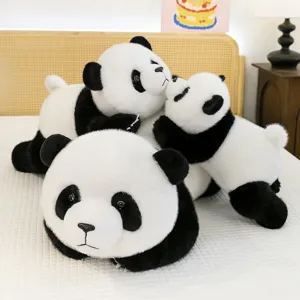Lindo panda gigante de peluche estilo tumbado muñeca cojín suave compañero para niños