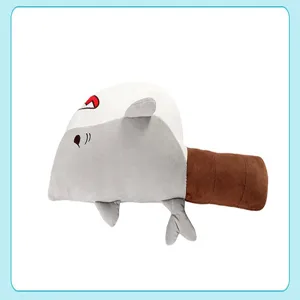 Shark knife plush toy detail showing the creative funny design with soft fabric and stitching.