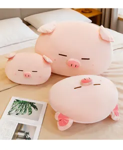 Cute pink pig plush pillow soft cartoon stuffed animal cushion for home bedroom sofa decor