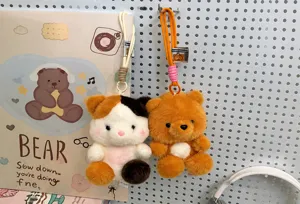 Lindo animal de dibujos animados peluche llavero mini mascota colgante mochila accesorio regalo