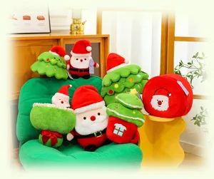 Süßes Weihnachtsplüschtier Set mit Weihnachtsmann, Christbäumen und tollen Festtagsfiguren.