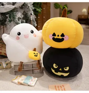 Halloween ghost pumpkin plush pillow cute stuffed toy holiday room decor detail display