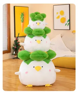 Cute garlic bird plush toy stacked doll soft vegetable chick stuffed pillow for girls gift